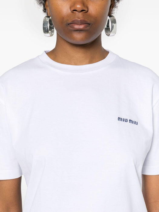 embroidered-logo cotton T-shirt MJN545 S OOO 146ZF0UB0 MIU MIU 