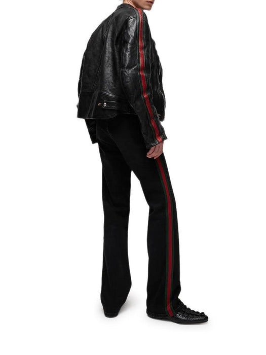 Leather biker jacket with Web 865374 XNBC4 1060 GUCCI 