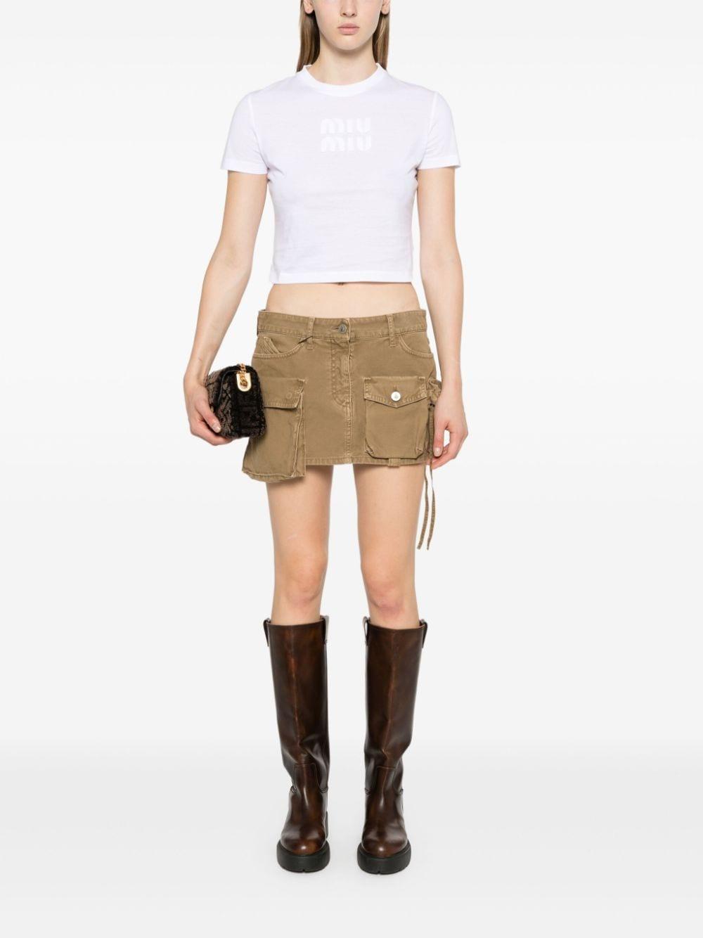 logo-patch cropped T-shirt MJN483 S 232 1YXTF0009 MIU MIU 