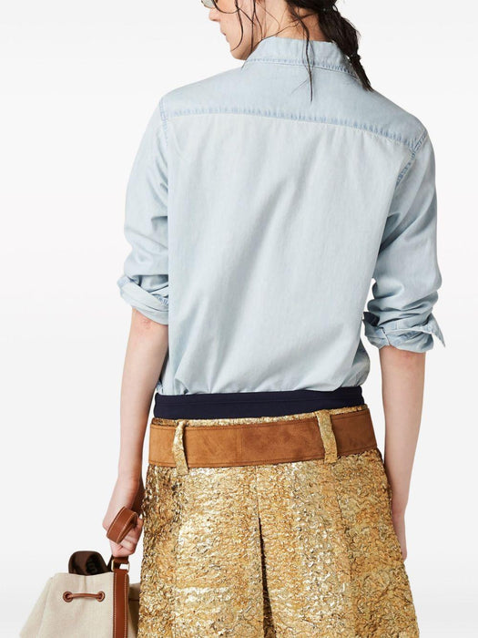 logo-appliqué cotton shirt GWC115 S OOO 14UTF0076 MIU MIU 