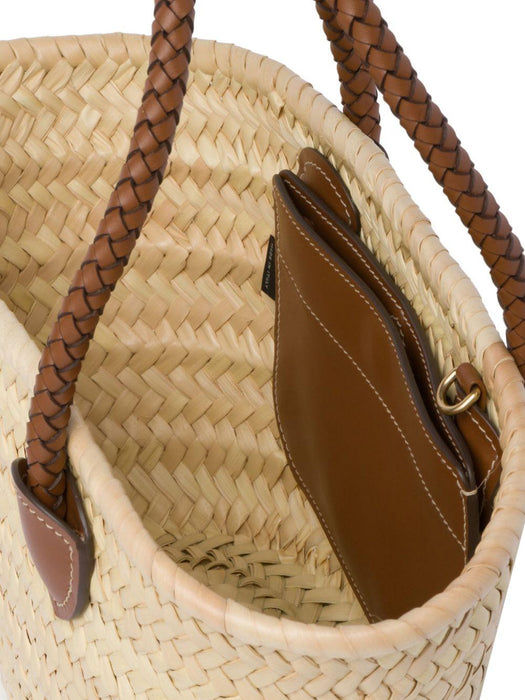 Woven logo-patch tote bag 5BG273 2DDHF0A5T MIU MIU 