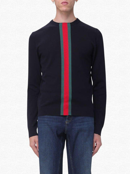 Crew-Neck Jumper with Web Detail 875177 XKFPC 4152 GUCCI 