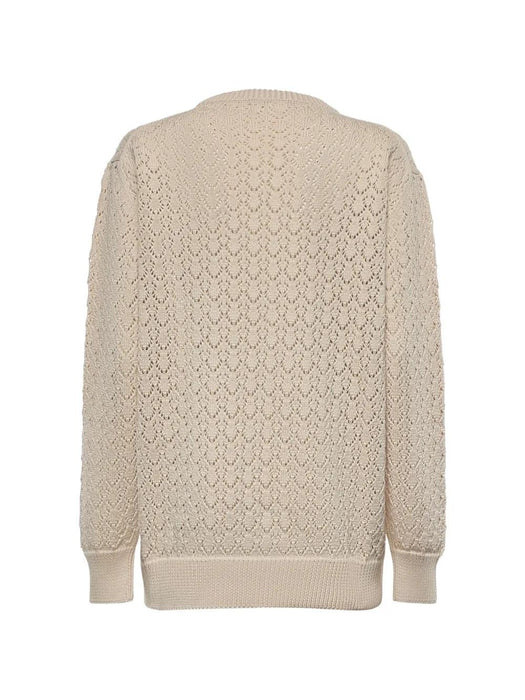 Pointelle-knit logo-patch sweater MML05Z 191AF0304 MIU MIU 