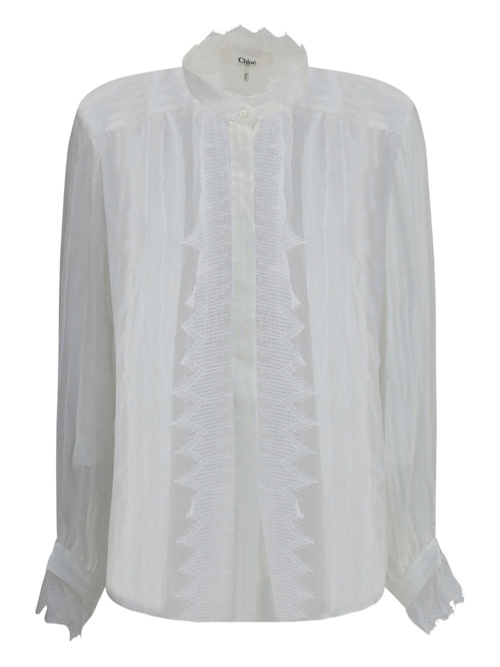 lace-trimmed pleated shirt 25AHT38917 107 CHLOÉ 