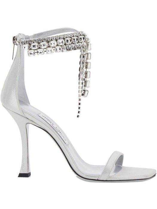 100mm Verity crystal-embellished sandals VERITY SANDAL 100 SHS SILVER JIMMY CHOO 