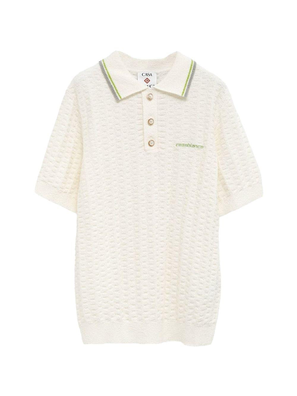 textured buttoned polo shirt M-SP26-KW-1214-01 WHITE CASABLANCA 