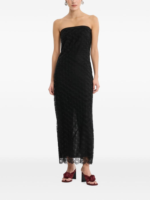 Black openwork midi dress 116289100  ROTATE 