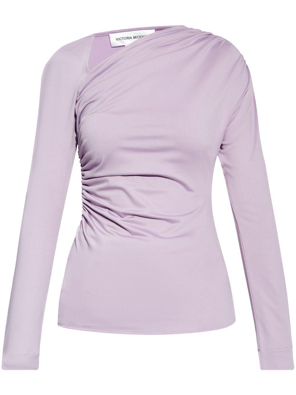 asymmetric-neck ruched top 1324JTP005690A 8961 VICTORIA BECKHAM 