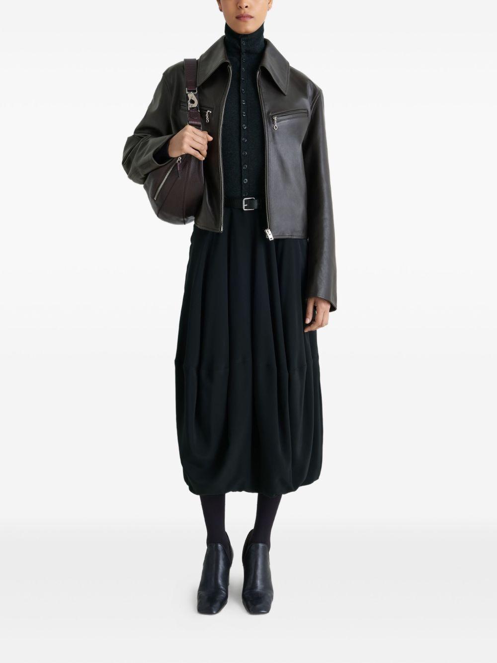 zip-front leather jacket<BR/><BR/><BR/><BR/><BR/> OW1159 LL0147BR561 LEMAIRE 
