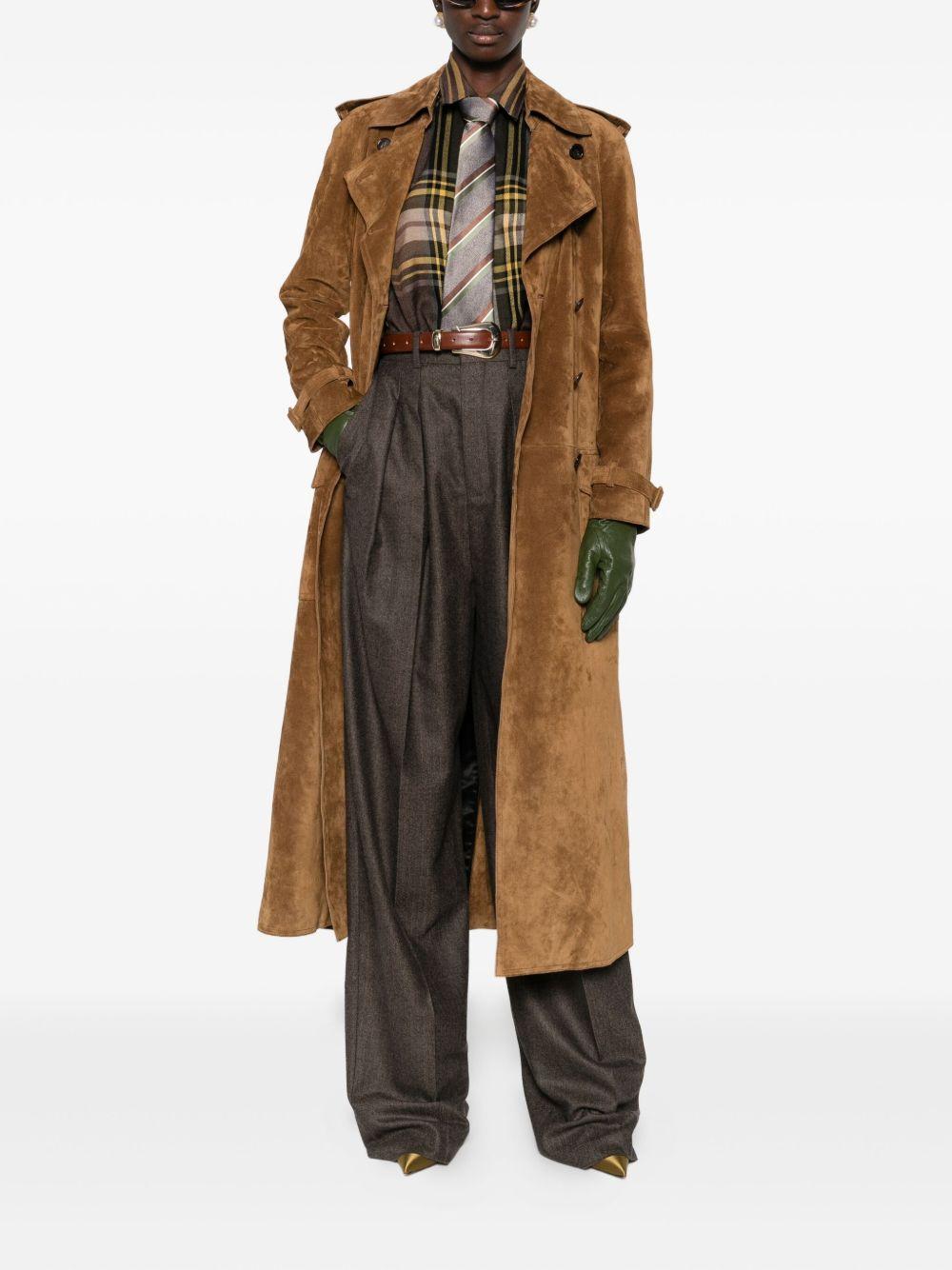 double-breasted suede long coat<BR/><BR/><BR/><BR/> 683370 YC2JY2544 SAINT LAURENT 