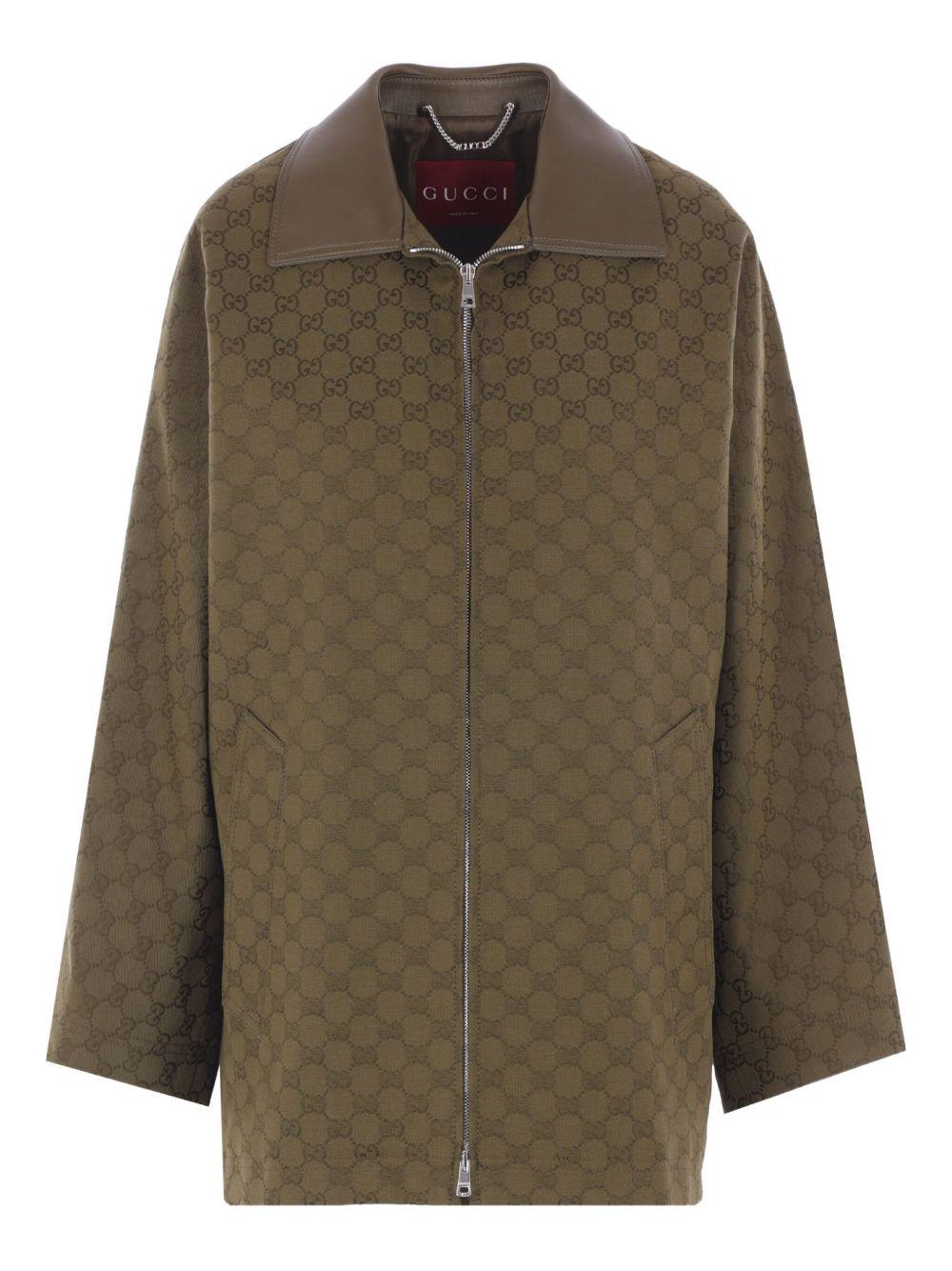 GG monogram leather-trimmed oversized jacket 826626 Z8B1O3602 GUCCI 