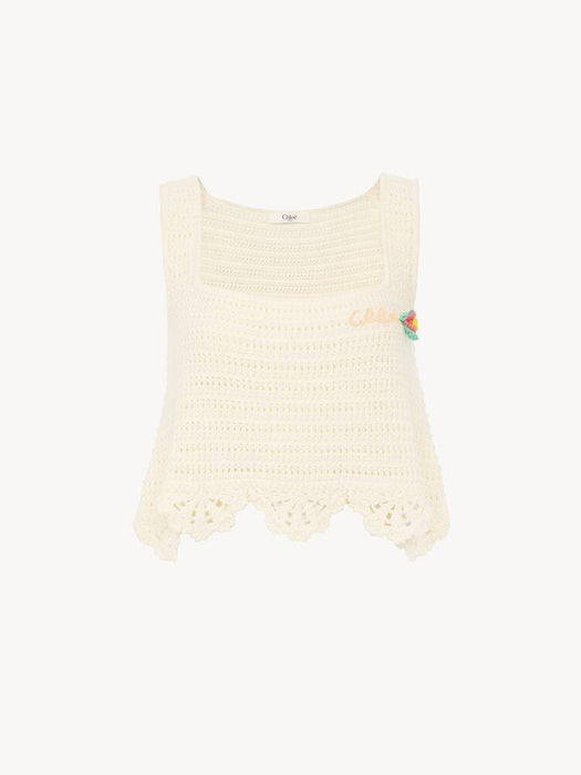 Sleeveless cropped top in crochet knit CH26AMH05800 107 CHLOÉ 