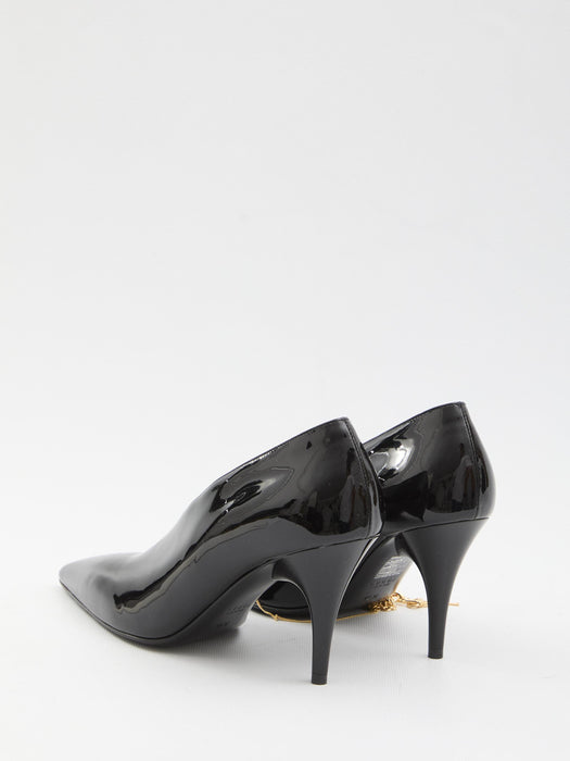 97 PATENT LEATHER SABOT WITH HEEL 851419 BNC001000 GUCCI 