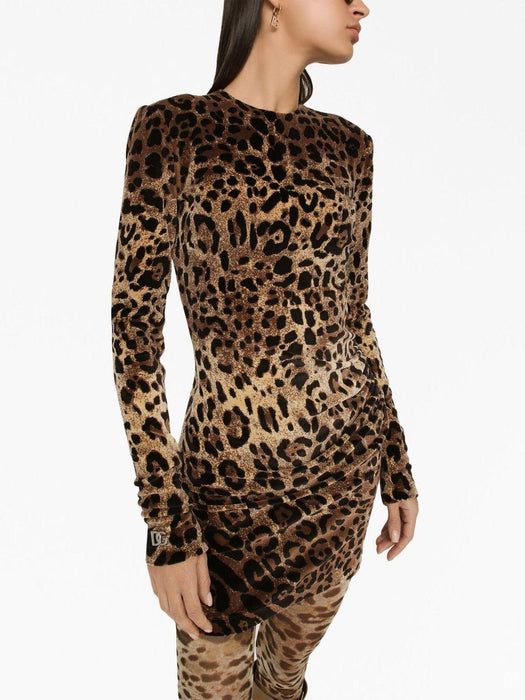 logo-plaque leopard-print dress F6DCZT FJ7D5S8350 DOLCE & GABBANA 