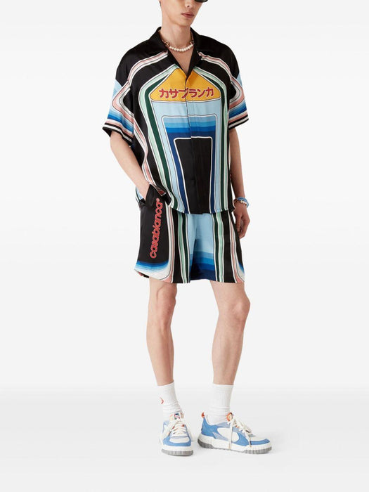 Graphic Mountain silk shorts MPF25-TR-012-05 GRAPHIC MOUNTAIN CASABLANCA 