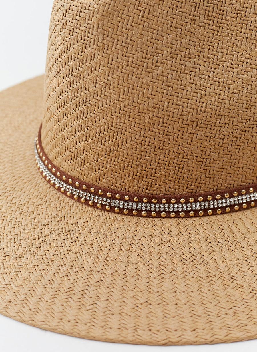 Kate Tan Stud Belt Hat KATE CR TAN/ STD BELT MELISSA ODABASH 