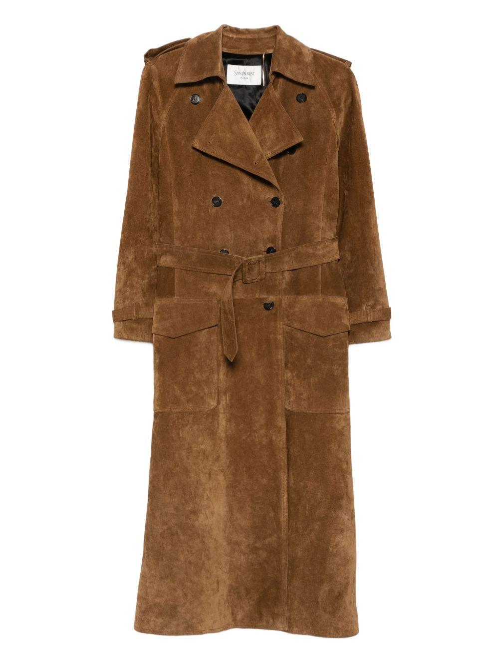 double-breasted suede long coat<BR/><BR/><BR/><BR/> 683370 YC2JY2544 SAINT LAURENT 