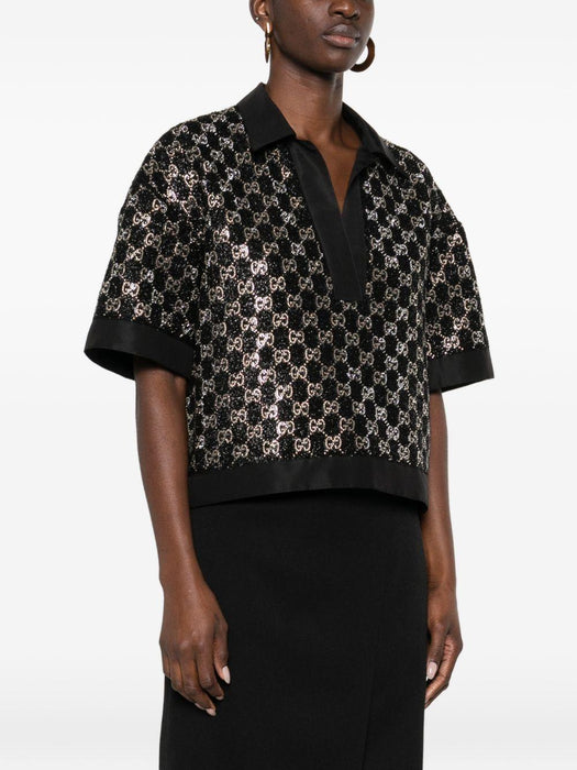 sequin V-neck top 846682 ZARWY1000 GUCCI 