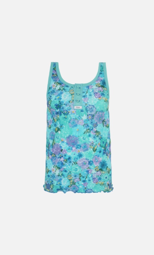 Floral Ribbed Cotton-Blend Tank Top<BR/> 26UJH58910 4ZA CHLOÉ 