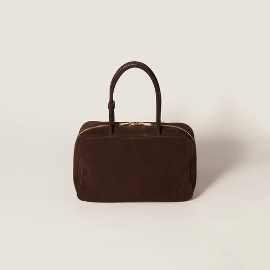 Beau logo-debossed suede bag 5BB117 V MON 2CSSF0003 MIU MIU 