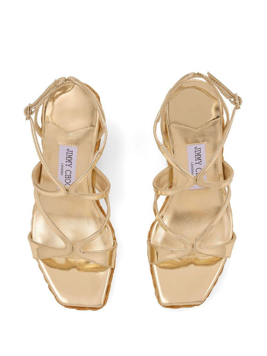 110mm Ayla raffia wedged sandals AYLA 110 CUH GOLD JIMMY CHOO 