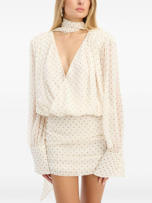 chiffon V-neck mini dress 115716858 858 ROTATE 