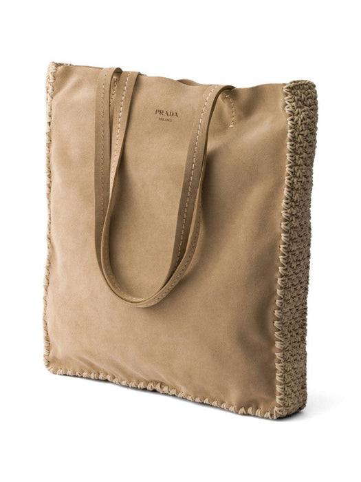 Large suede and crochet tote bag 1BG658 VOOO 2FP1F0F24 PRADA 