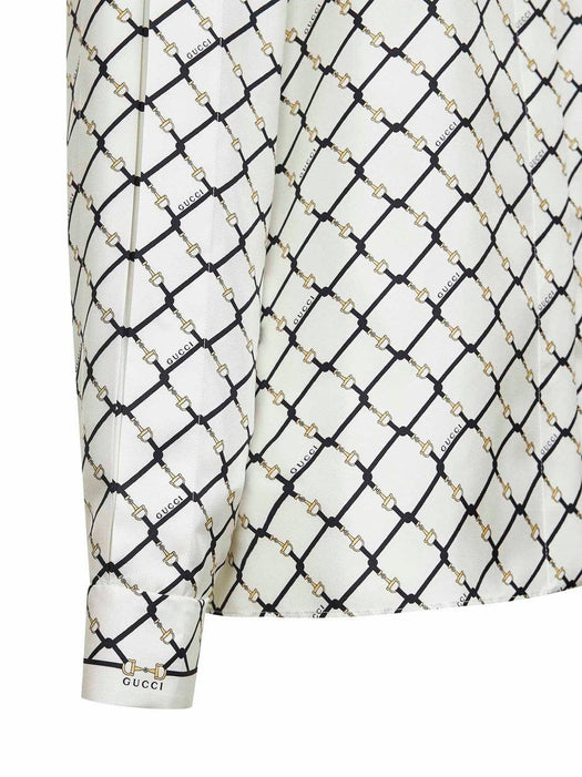 White printed silk twill shirt 852949 ZAUMY9097 GUCCI 