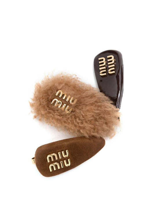logo-plaque hair clips (set of three) 5IF188 2C3VF0NBL MIU MIU 