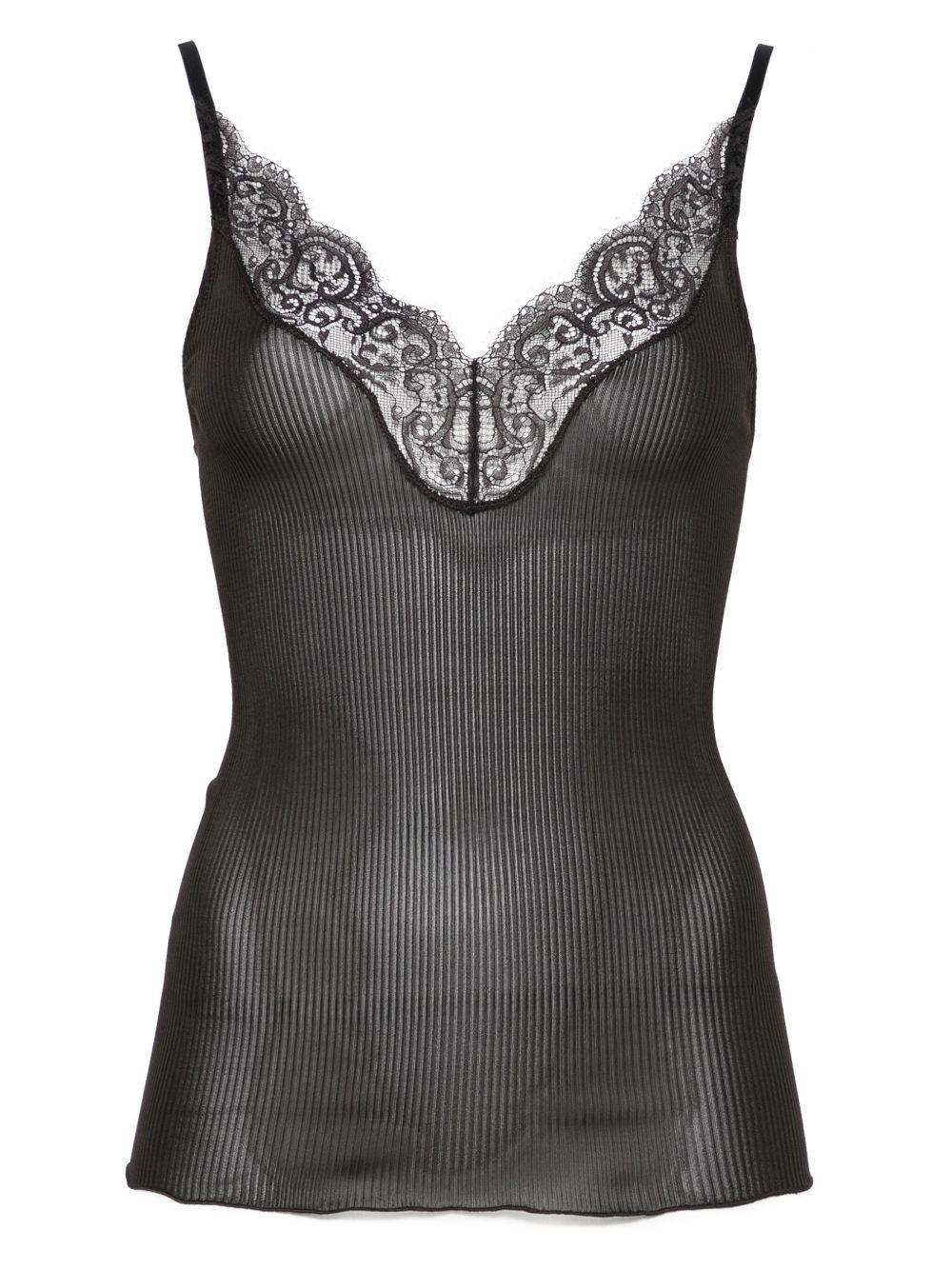 lace-trim ribbed top<BR/><BR/><BR/><BR/><BR/><BR/><BR/><BR/><BR/><BR/> 796843 Y37SM2179 SAINT LAURENT 