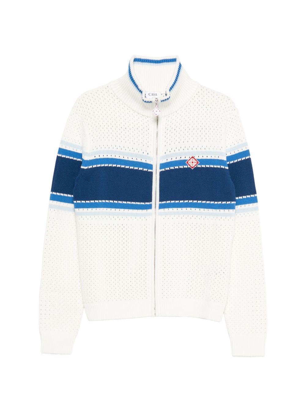 striped cardigan M-SS26-KW-1303-01 WHITE / BLUE CASABLANCA 