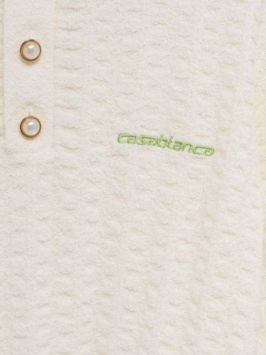 textured buttoned polo shirt M-SP26-KW-1214-01 WHITE CASABLANCA 