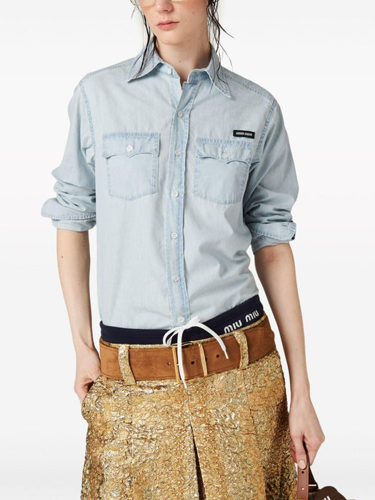 logo-appliqué cotton shirt GWC115 S OOO 14UTF0076 MIU MIU 