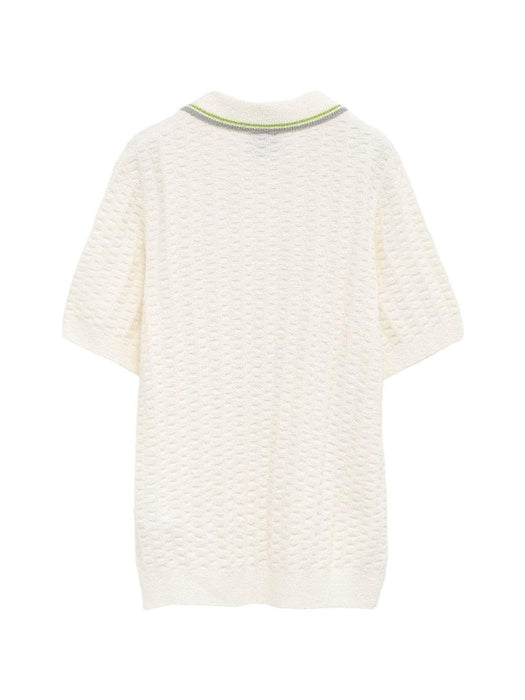 textured buttoned polo shirt M-SP26-KW-1214-01 WHITE CASABLANCA 