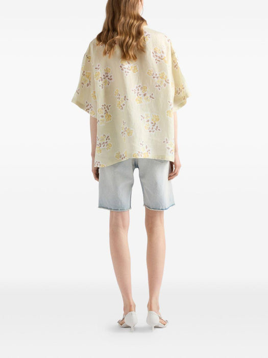 Floral print old linen shirt P447J S OOO 19ZIF0032 PRADA 