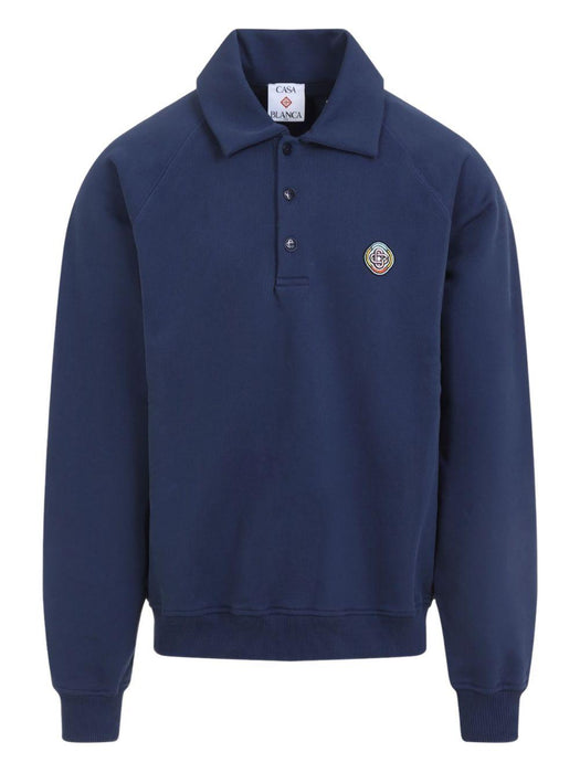 polo-neck embroidered sweatshirt M-AW25-JTP-409-01 DRESS BLUES CASABLANCA 