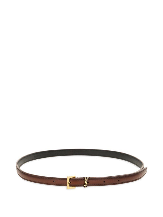 Cassandre aged-effect leather buckle belt 788426 AAFOC2955 SAINT LAURENT 