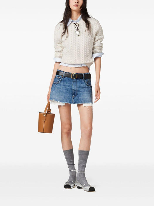 denim mini skirt GWD278 S OOO 10BFF0008 MIU MIU 
