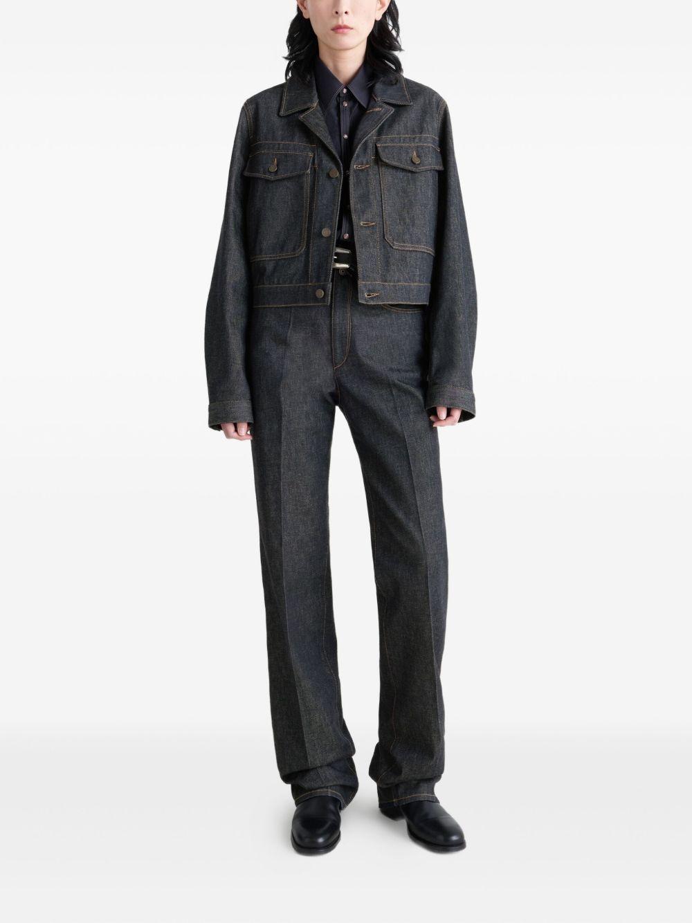 button-fastening patch-pocket denim jacket<BR/> OW1191 LD1061BK965 LEMAIRE 