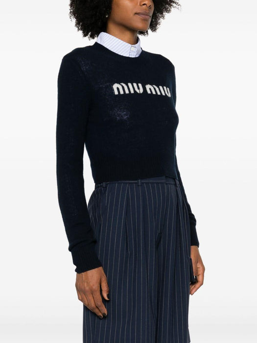 logo-intarsia cropped jumper MML809 S 232 13K1F0008 MIU MIU 