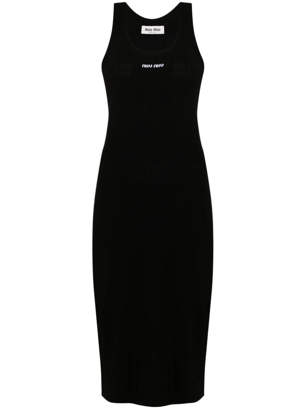 embroidered-logo midi dress MMA878 S OOO 14M4F0002 MIU MIU 