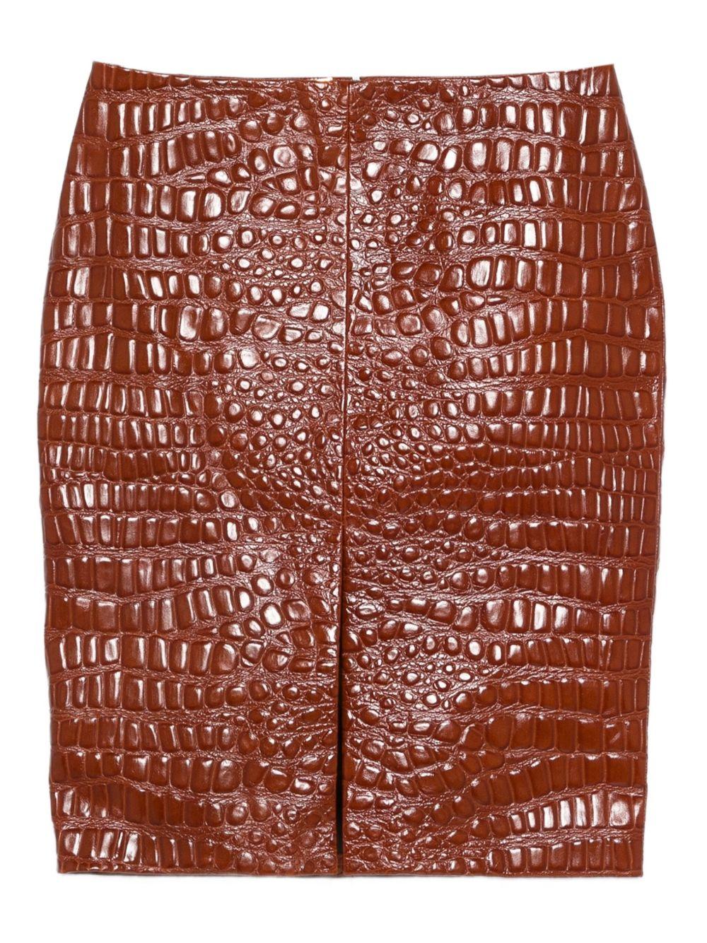 embossed-leather short skirt<BR/><BR/> 842093 YCJB22546 SAINT LAURENT 