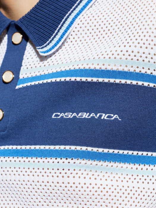 perforated polo shirt M-SS26-KW-1304-01 WHITE / BLUE CASABLANCA 