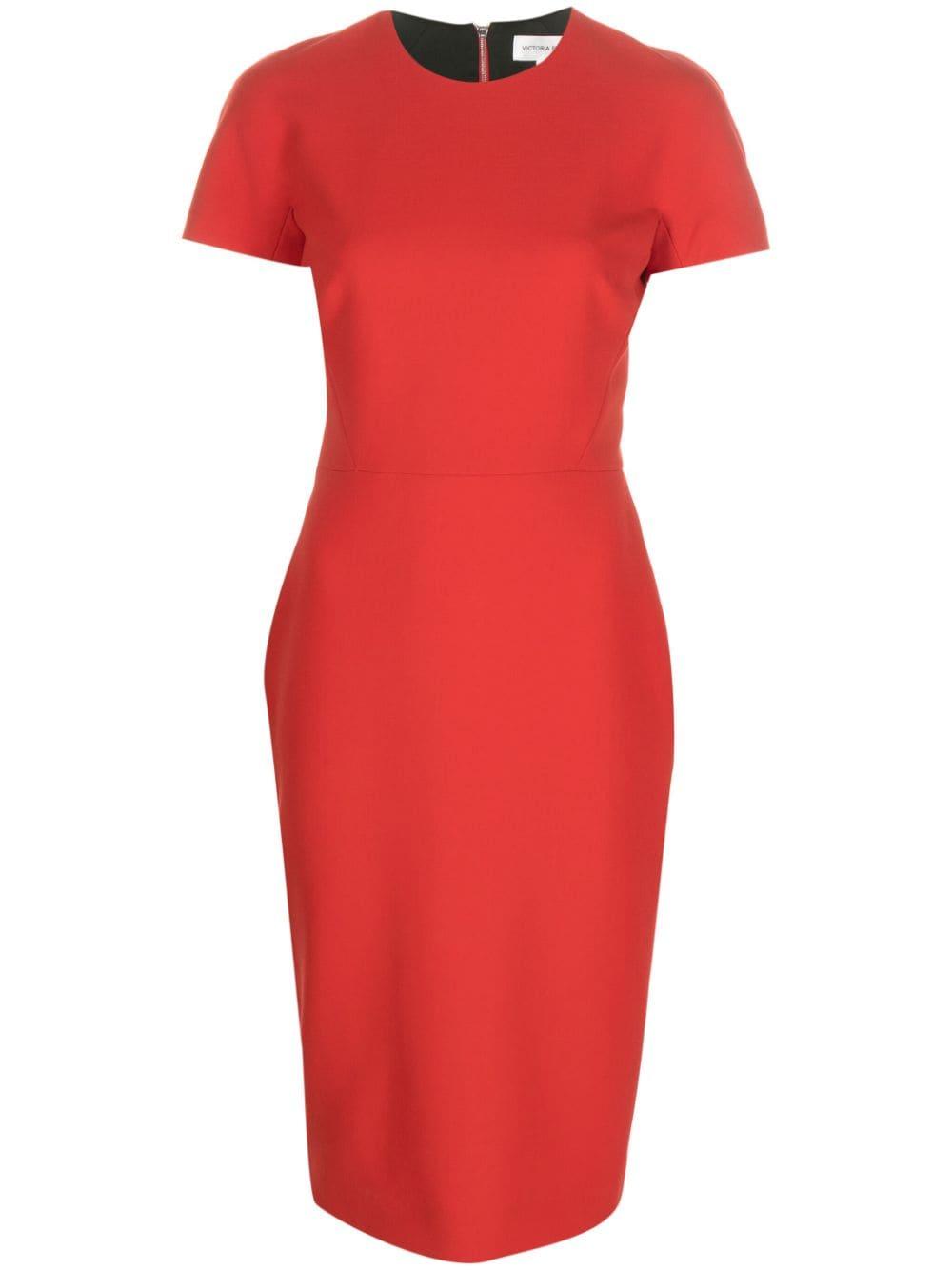 crepe shift dress 1124WDR005232A BRIGHT RED VICTORIA BECKHAM 