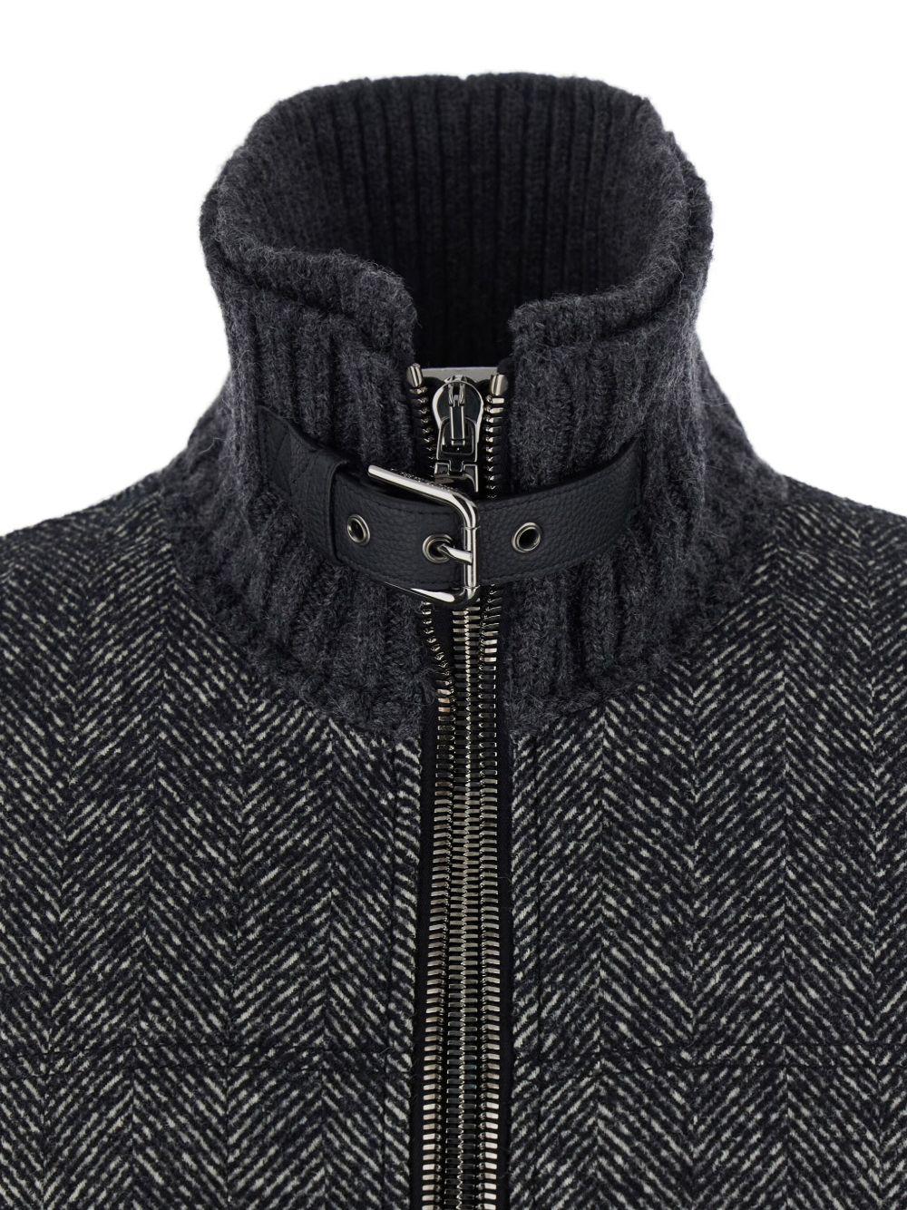 herringbone-pattern ribbed-knit bomber jacket G9BVST GJ846N0352 DOLCE & GABBANA 