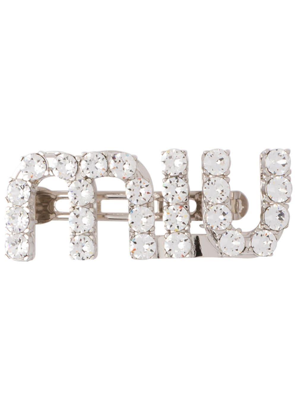 crystal-embellished logo hair clip 5JF082 2DNCF0OKL MIU MIU 