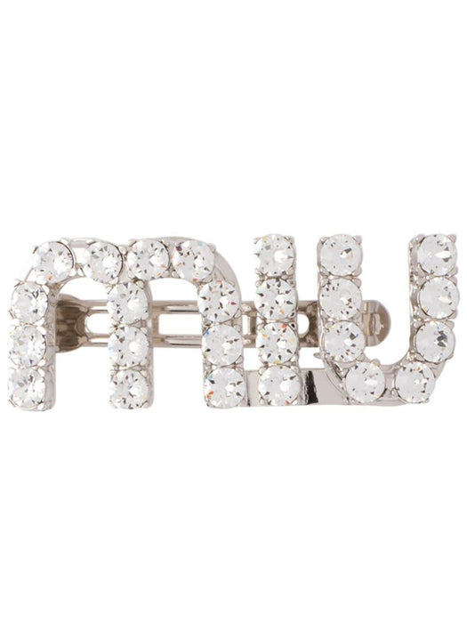 crystal-embellished logo hair clip 5JF082 2DNCF0OKL MIU MIU 
