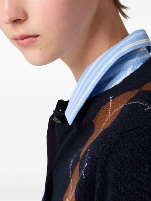 argyle intarsia-knit cardigan<BR/><BR/> MMF988 S OOO 174BF0008 MIU MIU 