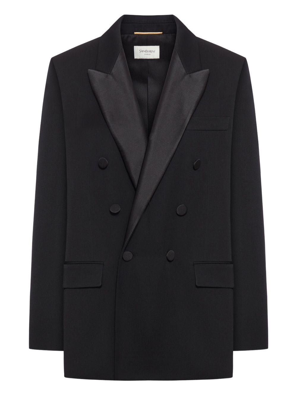 satin-lapels double-breasted blazer<BR/><BR/><BR/><BR/> 837658 Y7E631000 SAINT LAURENT 