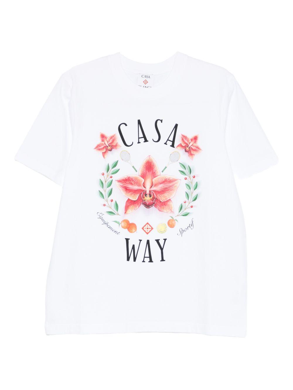Orchid graphic classic T-shirt<BR/><BR/> M-SP26-JTS-001-15 CASA WAY ORCHID CASABLANCA 